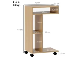 Mesa Auxiliar Em Forma de C Melamina de Madeira Cor Cor de Madeira Natural 40x30x69 cm Homcom