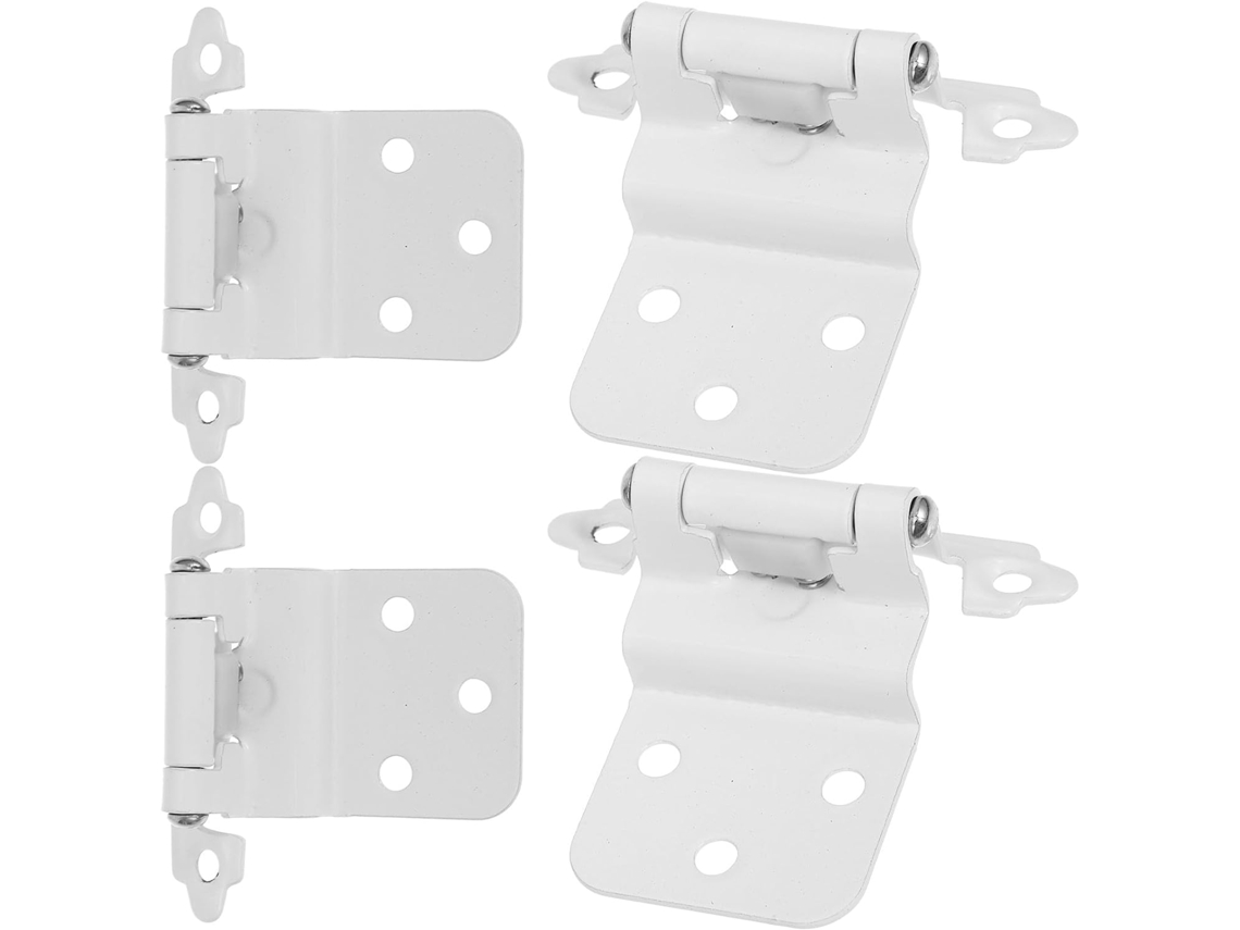 Kallory Conjunto De 4 Dobradiças Ferro Com Revestimento Em Pó Branco E Fechamento Automático Amortecedor Para Portas