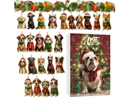Calendário Do Advento, Decoração Bidimensional De Cachorro Em Acrílico| Enfeites De Natal Com Cachorros Para