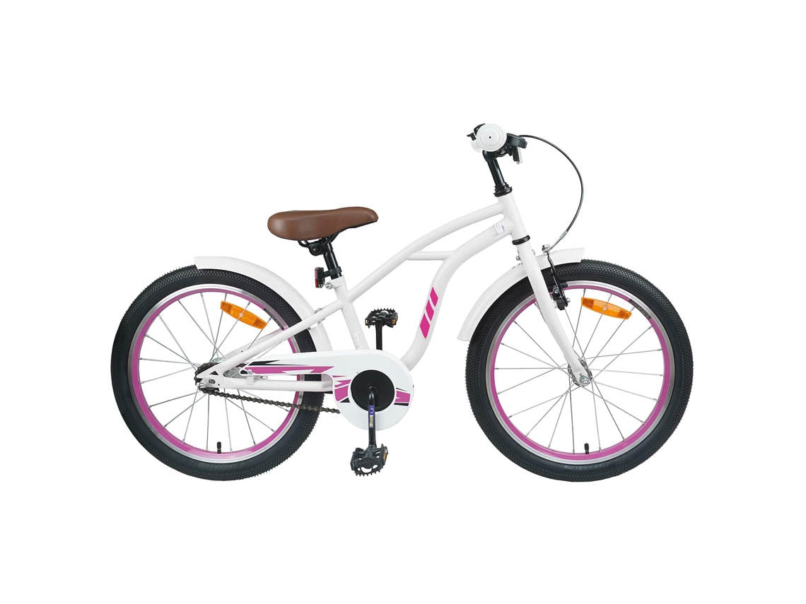 Vidaxl Bicicleta Infantil 18 Polegadas Para 5-7 Anos Branco