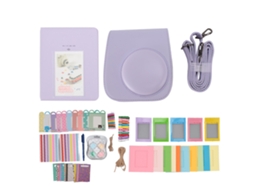 Kit Acessórios Câmera Instantânea Mini 12 Roxo Com Estojo Álbum Esmalte Molduras Adesivos