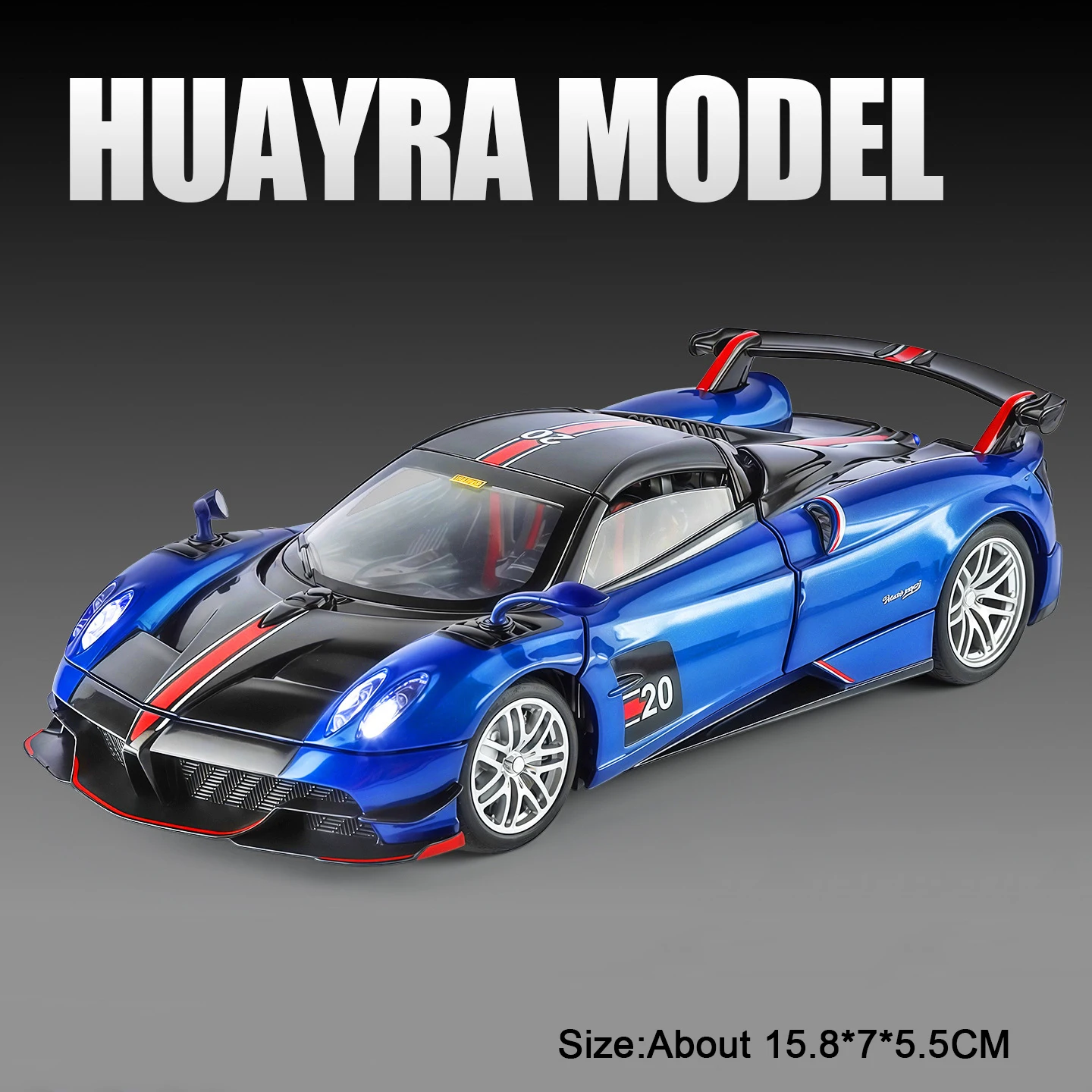 (huayra Bc Azul) Miniatura De Supercarro Em Liga Metálica Na Escala 1:32, Com Efeitos Sonoros E Luminosos, Um Presente Ideal Para Meninos