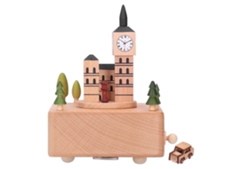 Caixa de Música Big Ben Estilo Britânico Decorativo Beech