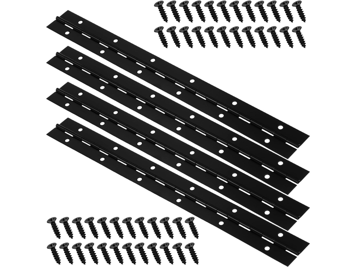 Dobradiça De Piano Obuyke Heavy Duty Diy 30cm 12 Polegadas Em Aço Inoxidável Com Furos E Parafusos Para Armários Móveis