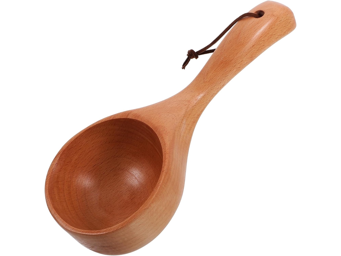 Concha Pá de Água Inoomp em Madeira de Faia Ergonômica com Cabo Longo, Indeformável, para Sauna e Cozinha, para Coletar CHABERLU