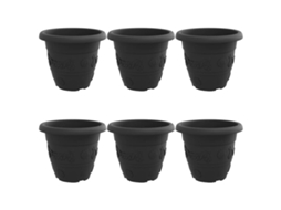 Conjunto 6 Jardineira De Flores Vidaxl Preto Plástico (ø 39 X 32 Cm)