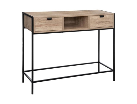 5five - console de efeito madeira preta aliaj de 2 gavetas