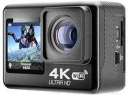 Câmera de Ação 4k com Estabilização de Imagem, À Prova D'água Até 30m, Dupla SFUSHOS