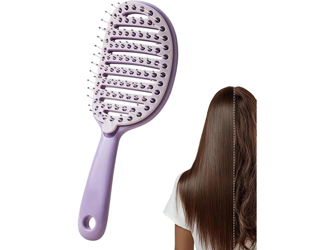 Escova De Cabelo Autolimpante, Pente Desembaraçante Suave Com Aberturas, Escova Desembaraçante Curva Com Mecanismo De