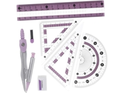 Conjunto De Desenho De 7 Peças Em Aço Inoxidável Com Régua Triangular