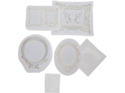 Conjunto 6 Moldes Silicone Formato Moldura Vintage Fotos Flexíveis Artesanato Resina Sabonetes Chocolates GOKOCO