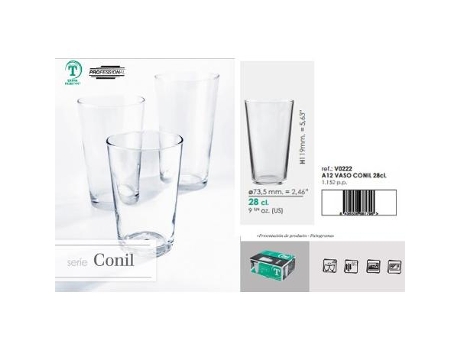 Vasos caña conil 28 cl tensionados caja 12
