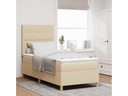 Vidaxl Cama Box com Cabeceira Creme 90 X 200 Cm Tecido