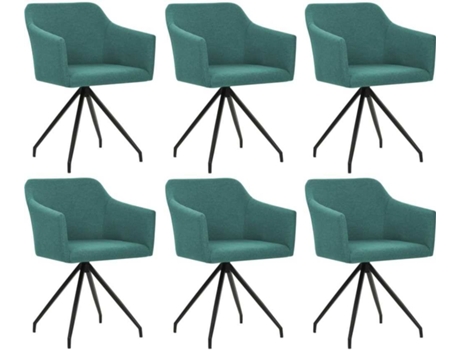 6 Cadeiras jantar  giratórias tecido verde