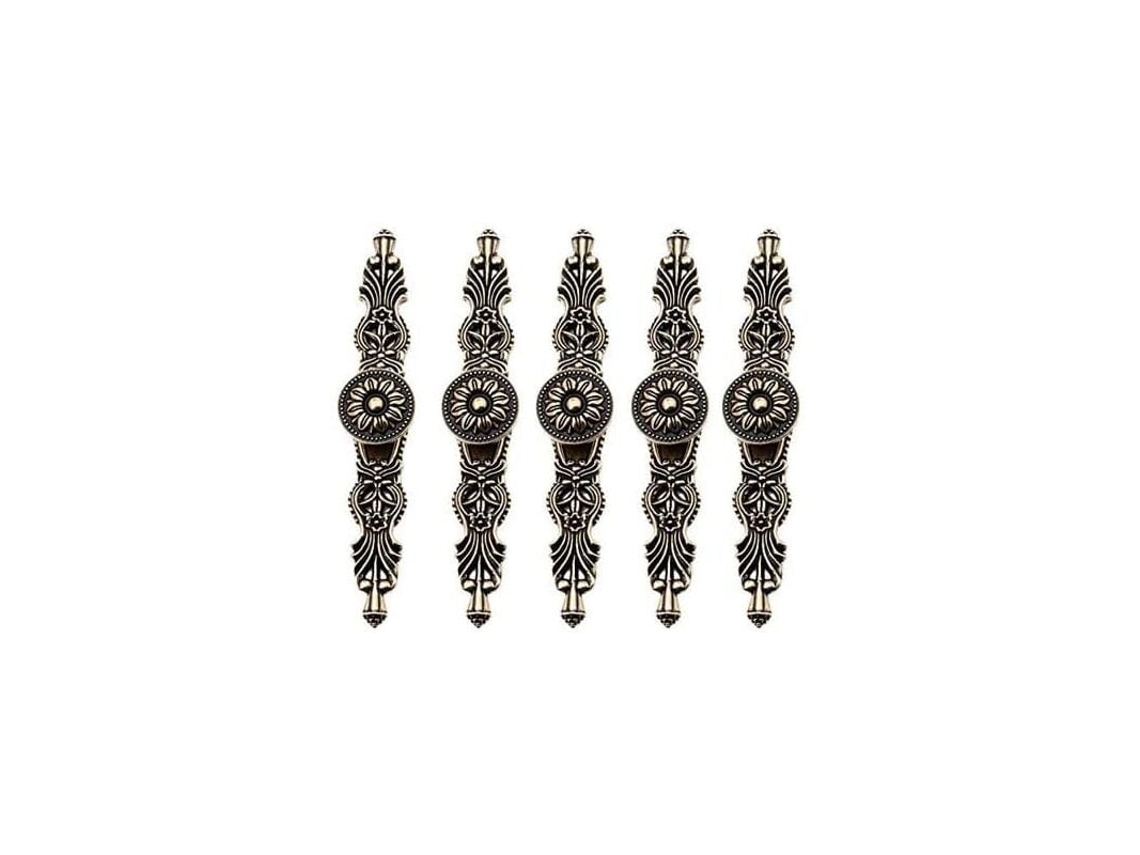 Conjunto De 5 Puxadores Para Portas Armário Estilo Vintage Retrô, Na Cor Bronze, Para Móveis Antigos, Estantes, Cômodas, Armários E Gavetas. Klb
