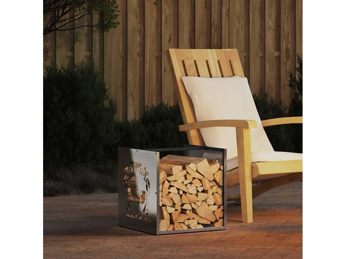 Vidaxl Suporte Para Lenha 40x40x40 Cm Aço Inoxidável