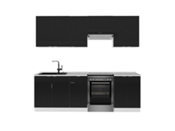 Cozinha Fame-line, 240cm, Pt Mármore, Preto Listrado/branco, Branco, Vicco