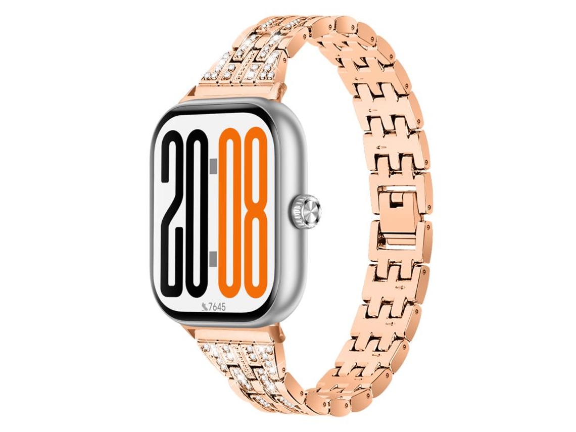 Bracelete Para Honor Watch X5 - Aço Inoxidável - Cinco Contas - Duas Fileiras De Diamantes Ouro Rosa