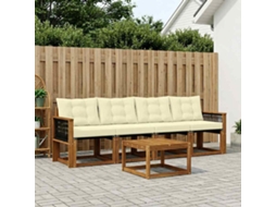 Vidaxl Conjunto De Sofás Para Exterior 5 Pcs Natural E Creme