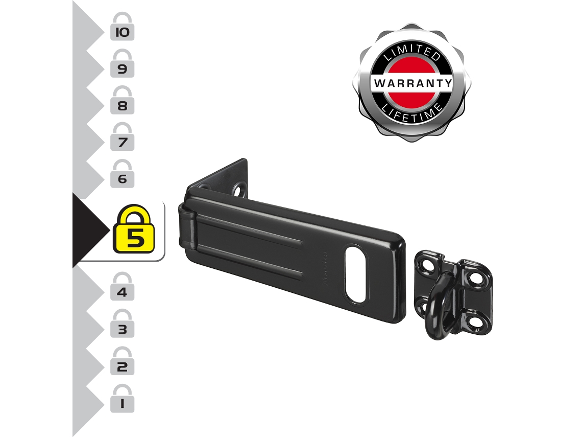 Suporte Para Cadeado De Aço Simples Masterlock Preto Fosco Ans