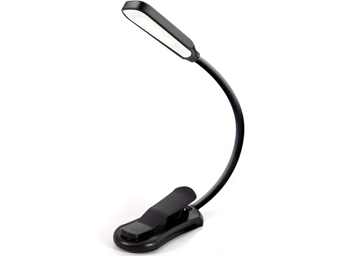 Luminária De Leitura Preta, Recarregável Via Usb, Com 7 Leds, 3 Níveis De Brilho, Luz Branca Quente E Fria, Portátil