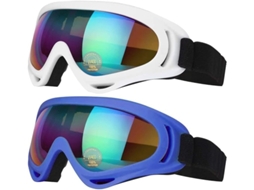 Conjunto De 2 Óculos De Esqui E Snowboard Com Proteção Uv Aquaforge (azul E Branco)