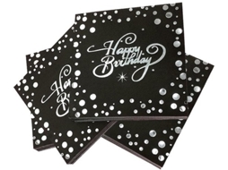 40 Unidades De Toalhas Pretas Com Prata Para Decoração De Mesa - Toalhas De Aniversário Pretas - Toalhas Divertidas Para Meninas E Meninos (prata)