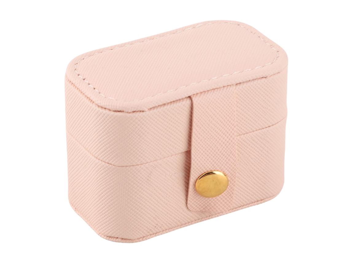 Caixa de joias pequena de couro PU para viagem organizador de brincos e pulseiras rosa S/MARCA