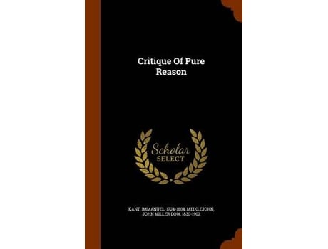 Livro critique of pure reason de kant immanuel 1724-1804 (inglês)