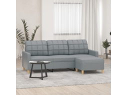 Vidaxl Sofá De 3 Lugares Com Apoio De Pés 180 Cm Tecido Cinzento-claro