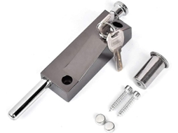 Cerradura Universal para Portas, Garagens e Grades, Interior e Exterior, 2 Chaves, Aço Inoxidável e Alumínio, Preta