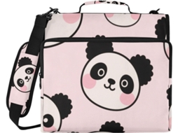 Organizador portátil com 3 argolas, 8 cm (1,5 polainas) em formato Pink Panda, altura de ombro e corpo grande.