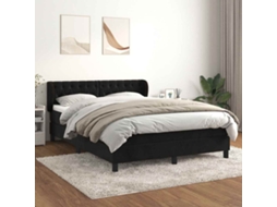 Vidaxl Cama Com Molas/colchão 140x190 Cm Veludo Preto