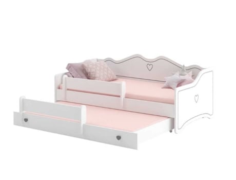 Cama dupla 160 x 80 com colchões e estrados incluídos Kobi Emma Grey