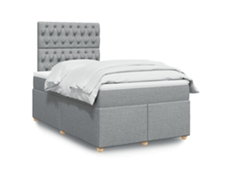 Cama Boxspring Com Colchão 120x190 Cm Tecido Cinzento-claro