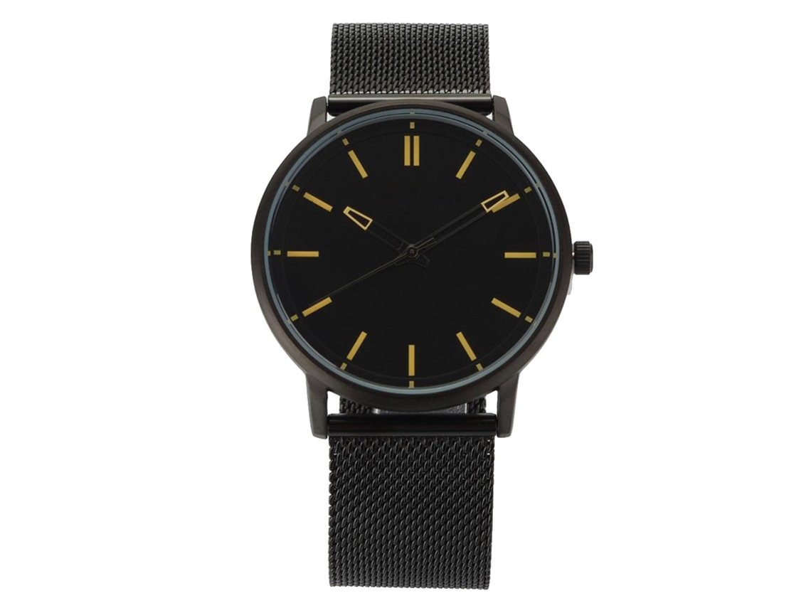 Reloj De Pulsera De Cuarzo Con Correa De Acero Multicolor Para Hombre Dial Redondo (negro Caqui)