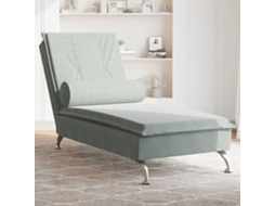 Vidaxl Chaise Lounge De Massagem Com Rolo Veludo Cinzento-claro