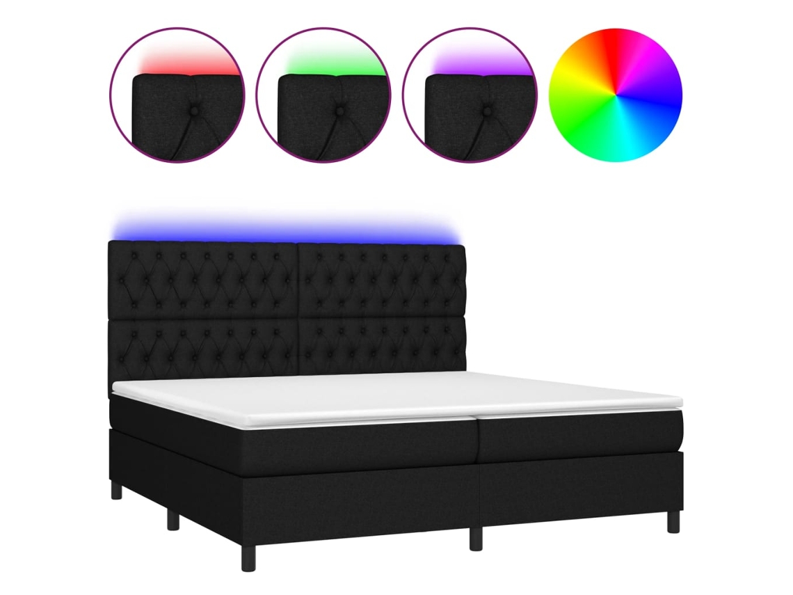 Box Spring Bed, Box Spring Beds Vidaxl Preto Tecido (200 X 200 Cm)
