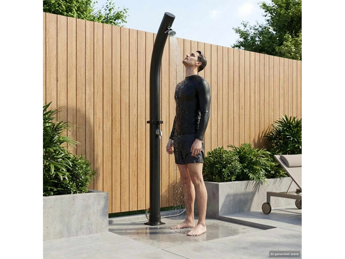 Vidaxl Chuveiro Solar Com Cabeça De Chuveiro 20 L Preto