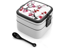 Marmita Bento De Cereja Japonesa Com Duas Camadas, 1000ml, Empilhável, À Prova De Vazamentos, Com Colher, Portátil, Para