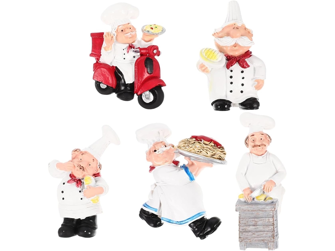 Ímãs De Geladeira Para Cozinha, Decoração Com Ímãs De Geladeira, Estátua De Chef Em Resina 3d, Pacote Com 5 Unidades