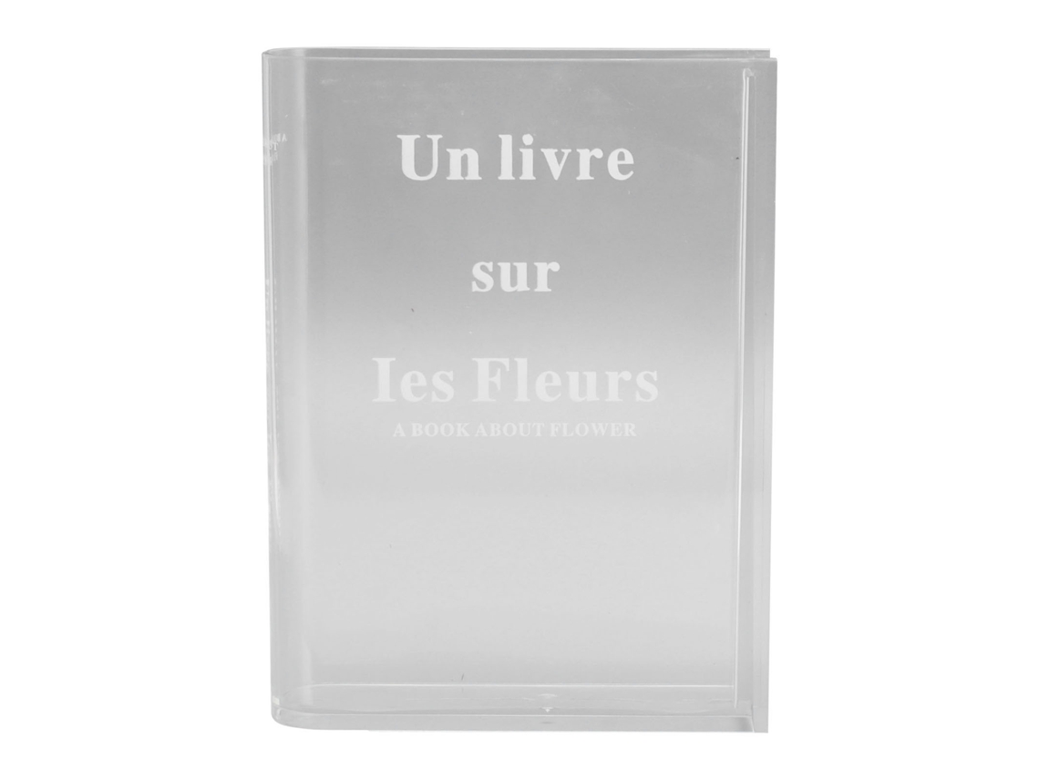 Baok - Vaso decorativo em acrílico transparente em formato de livro com toque cultural, ideal para arranjos florais e decoração de casa - Letras brancas