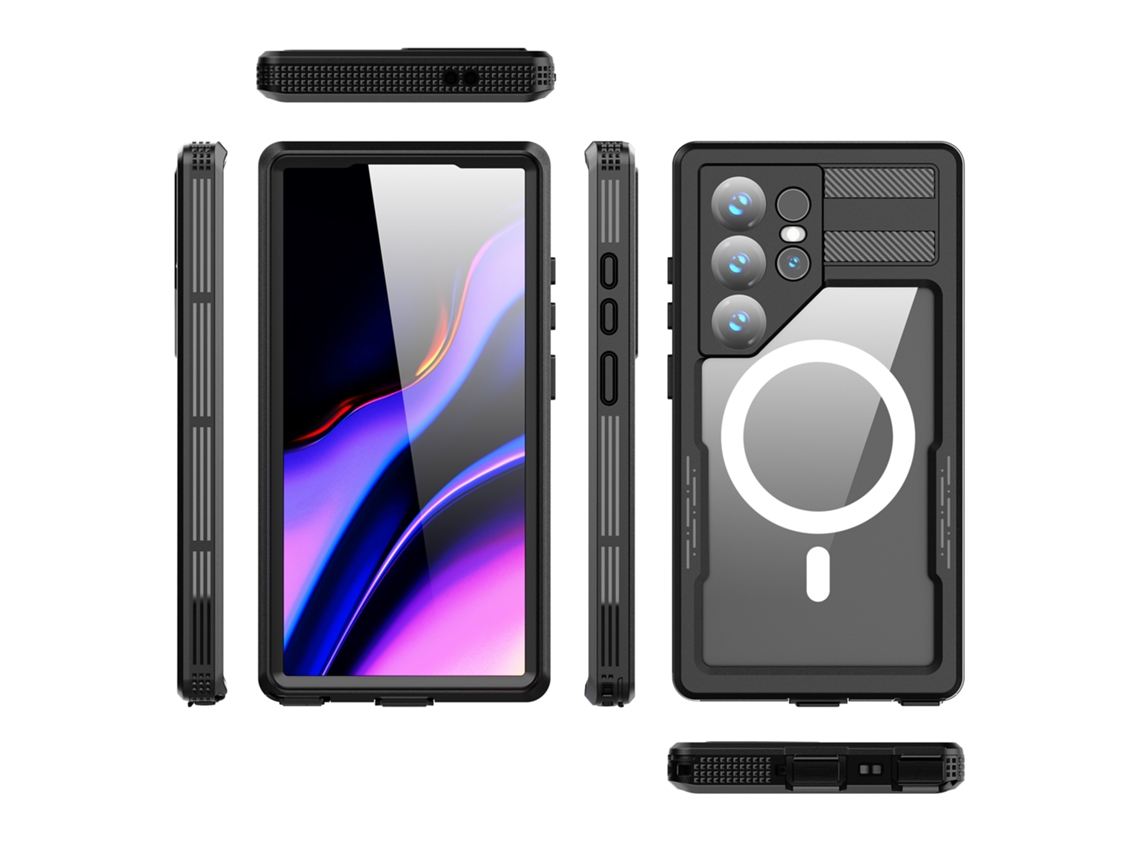 Capa De Mergulho Com Ventosa Magnética Para Samsung S24 Ultra, Totalmente À Prova Dágua E Resistente A Quedas, Compatível Com Magsafe - Preta