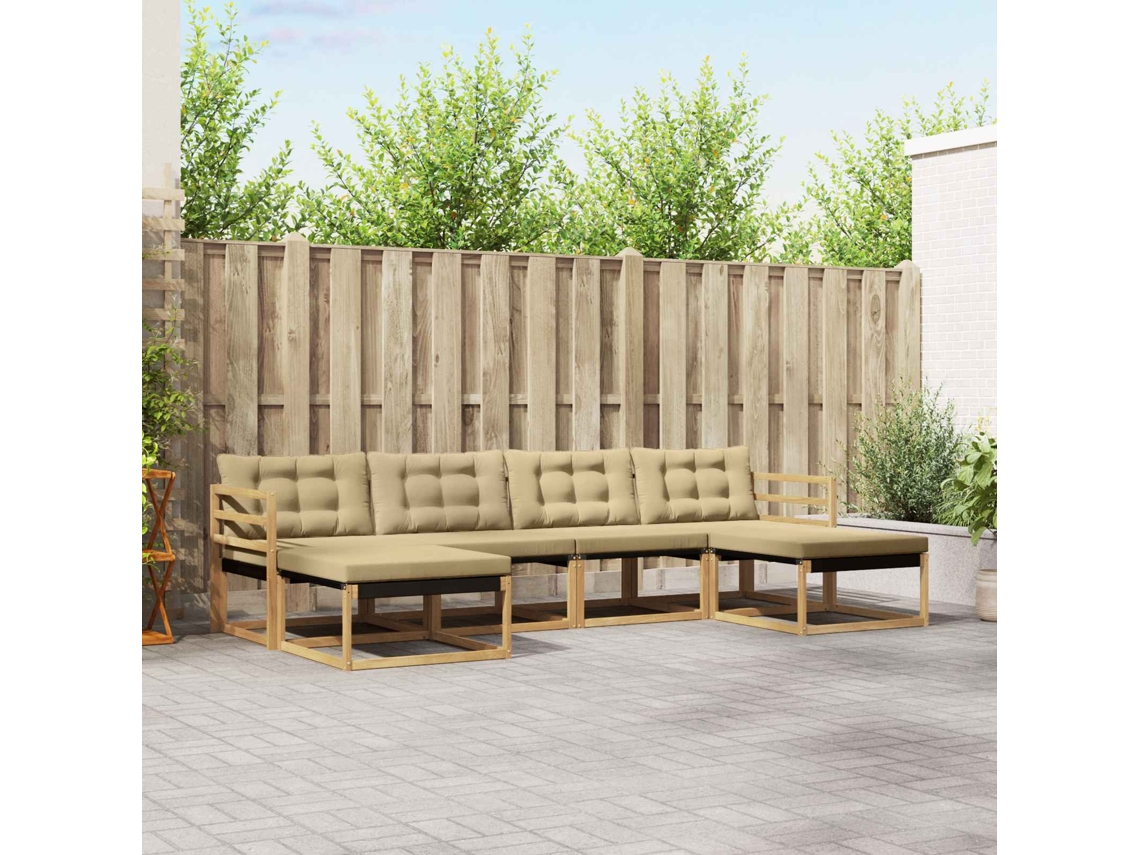 Vidaxl Conjunto De Sofás Para Exterior 6 Unid. Branco E Bege