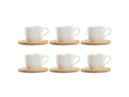Conjunto De 6 Chávenas Com Prato Casa Esprit Branco Naturais De Bambu Porcelana 220 Ml