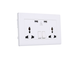 Tomada Dupla Múltipla Laxiscreed Com Três Furos, Interruptor E Led Indicador, 2400ma