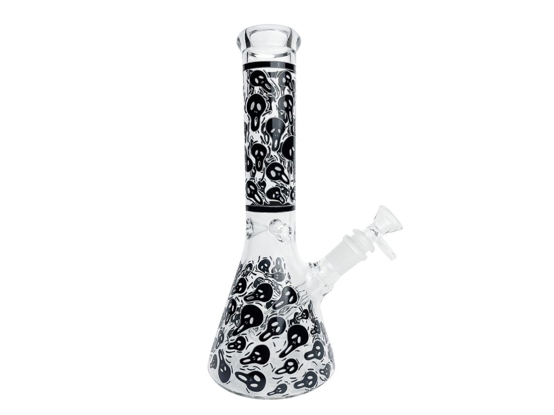 Vaso de Vidro Luminoso Caveira Preta