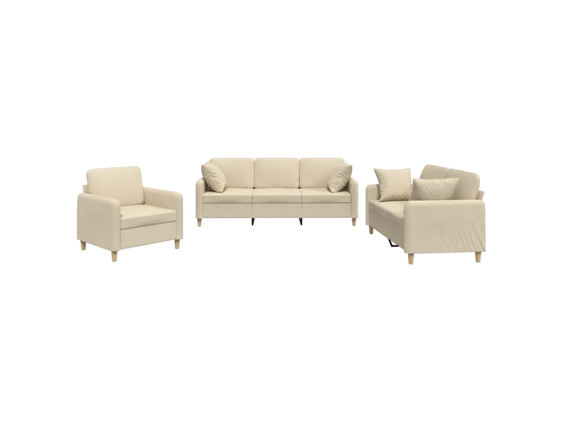 Sofa Set, Sofa Sets Vidaxl Creme Tecido (n/a)
