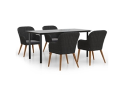 Maison Exclusive - 5 Pcs Conjunto De Jantar P/ Jardim C/ Almofadões Preto