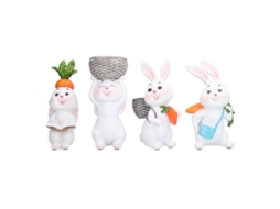 Conjunto de 4 Peças de Enfeites de Coelho em Resina CHABERLU